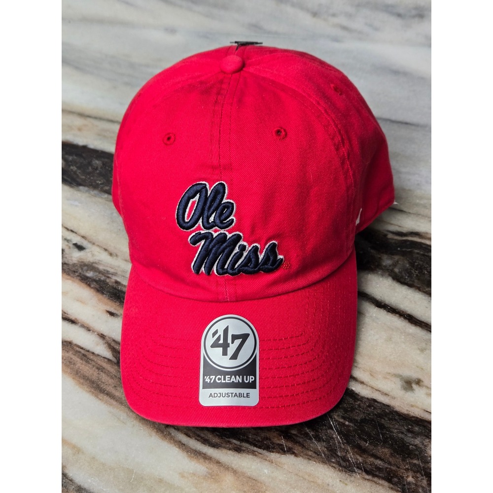 Ole Miss Rebels '47 Brand Clean Up Red Adjustable Hat Script Logo OSFA NEW
